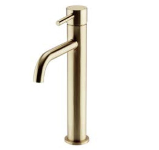 Kartell Ottone Hi-Rise Mono Basin Mixer Brushed Brass