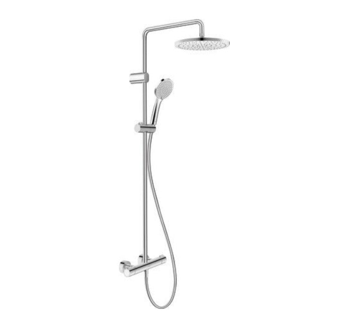 Duravit Thermostatic Bar Shower Kit with Fixed Shower Head & Handset - Chrome