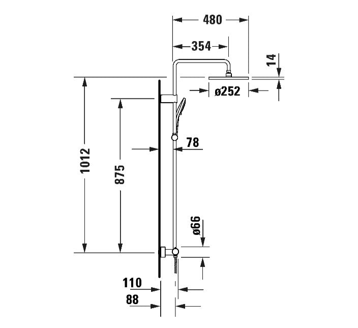 Duravit Thermostatic Bar Shower Kit with Fixed Shower Head & Handset