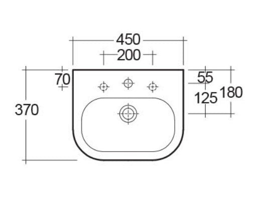 RAK-Tonique Wash Basin 450mm 1TH