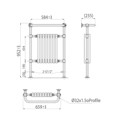 Scudo Harrogate Traditional Towel Warmer