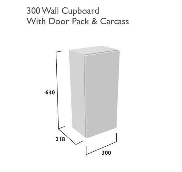 Tavistock Calm Fitted Standard Depth 300 Wall Cupboard With Door Pack & Carcass