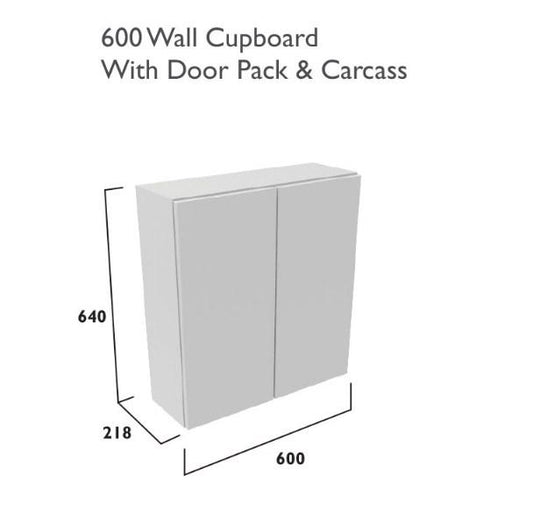 Tavistock Calm Fitted Standard Depth 600 Wall Cupboard With Door Pack & Carcass