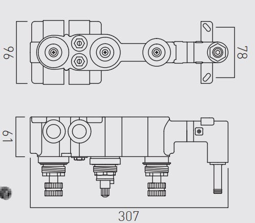 Vado Valve Body for Tablet iO 3 Outlet 3 Handle Concealed Thermostatic Valve