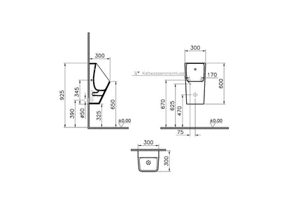 Vitra Syphonic urinal, back inlet