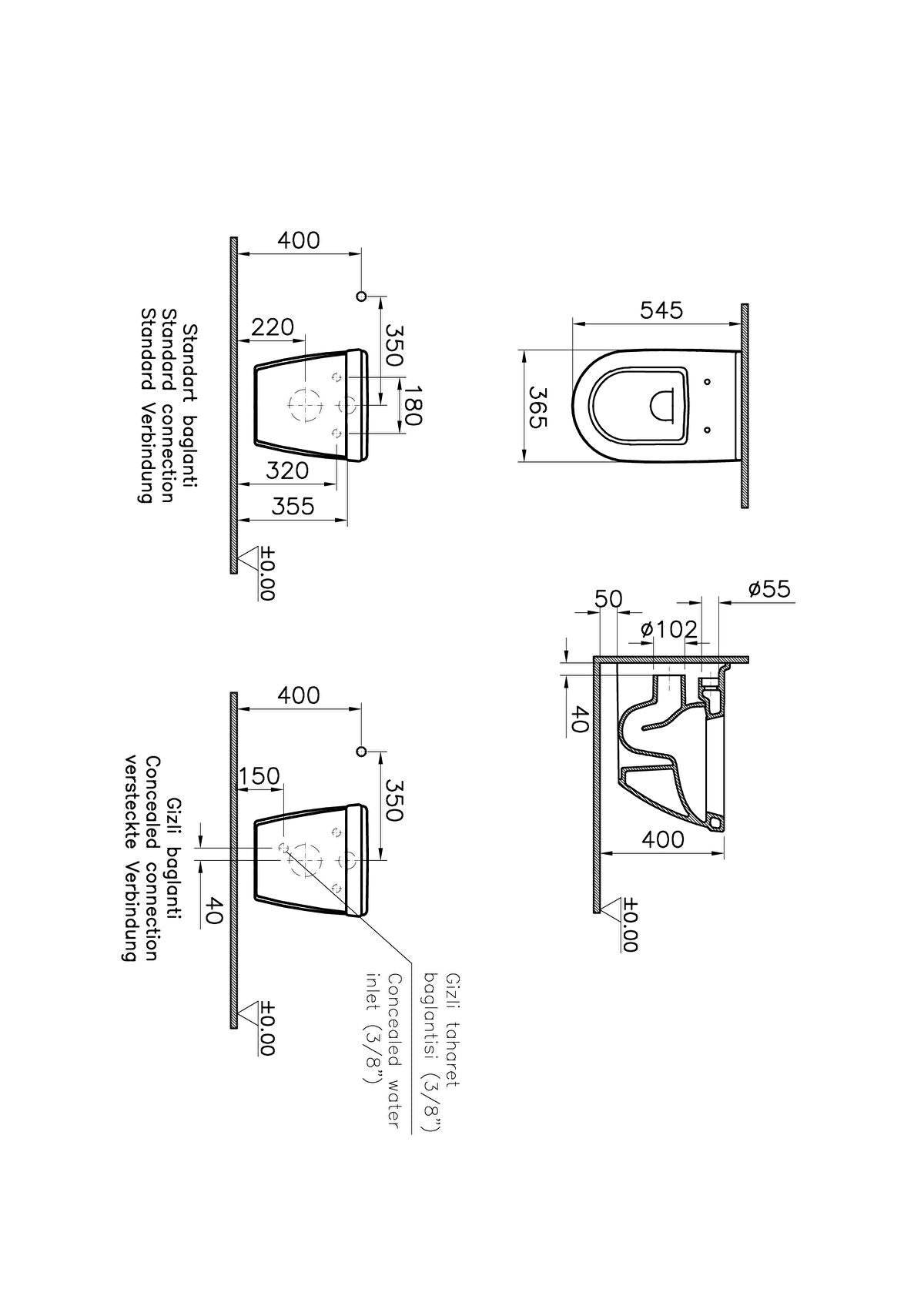 Vitra S50 Wall Hung WC