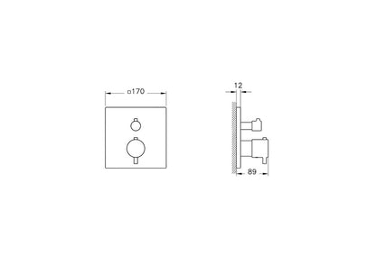 Vitra AquaHeat Square Thermostatic Bath/Shower Mixer