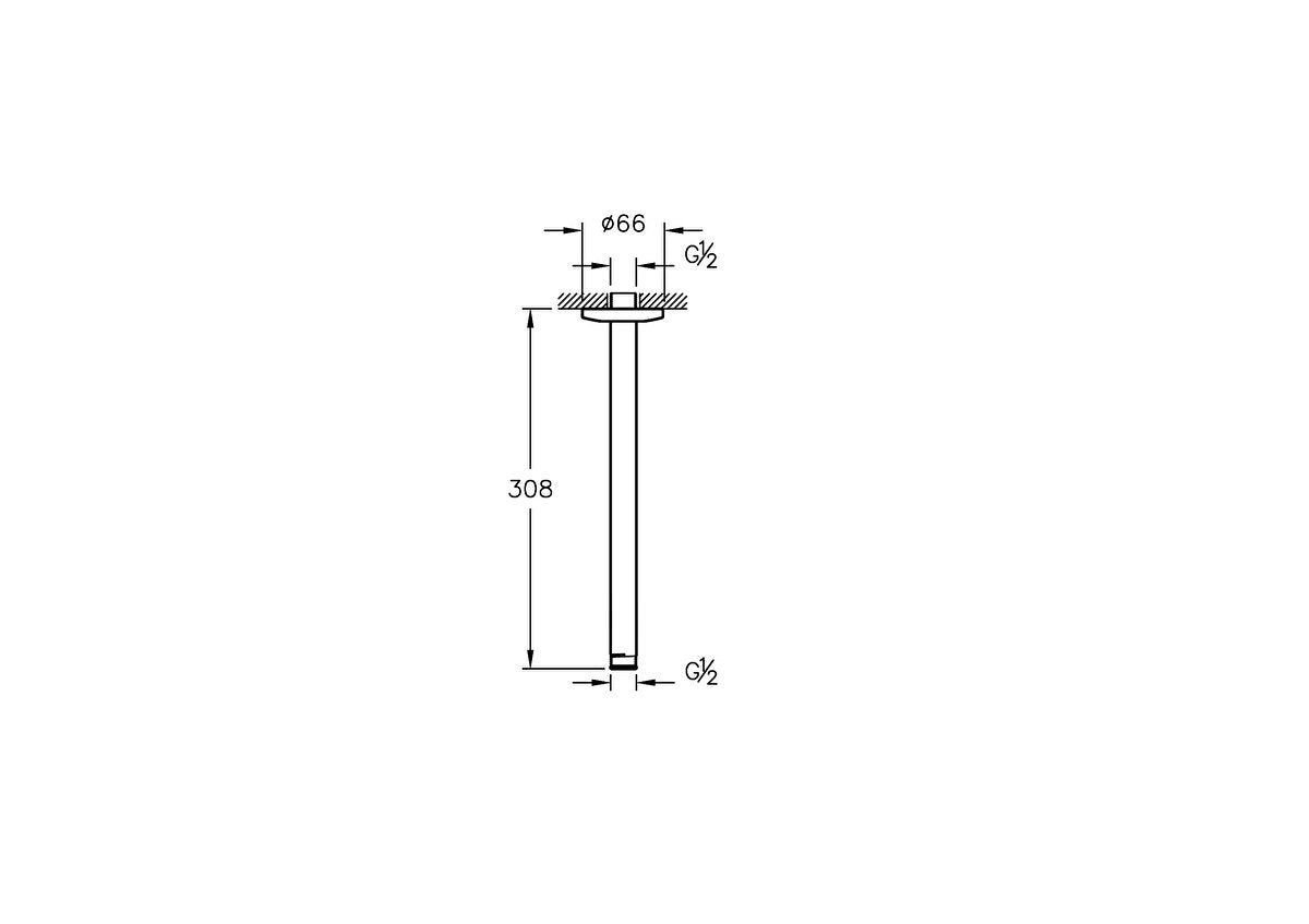 Vitra Ceiling mounted Straight 300mm Connection Pipe