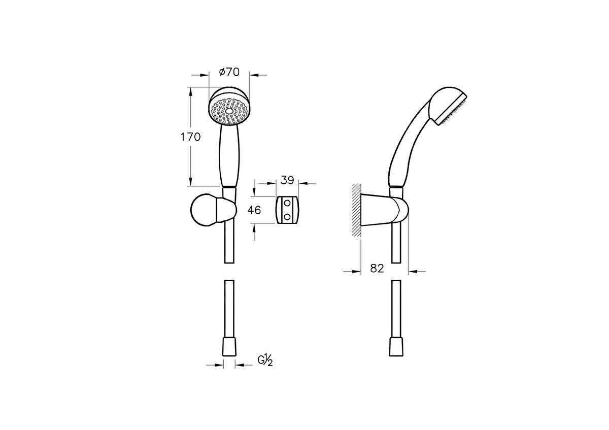 Vitra Solo C Handshower Without Slide Rail, Chrome