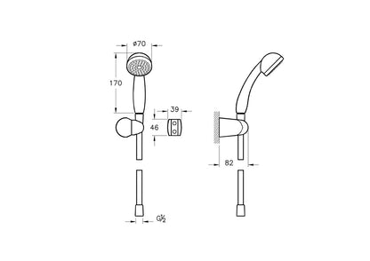 Vitra Solo C Handshower Without Slide Rail, Chrome