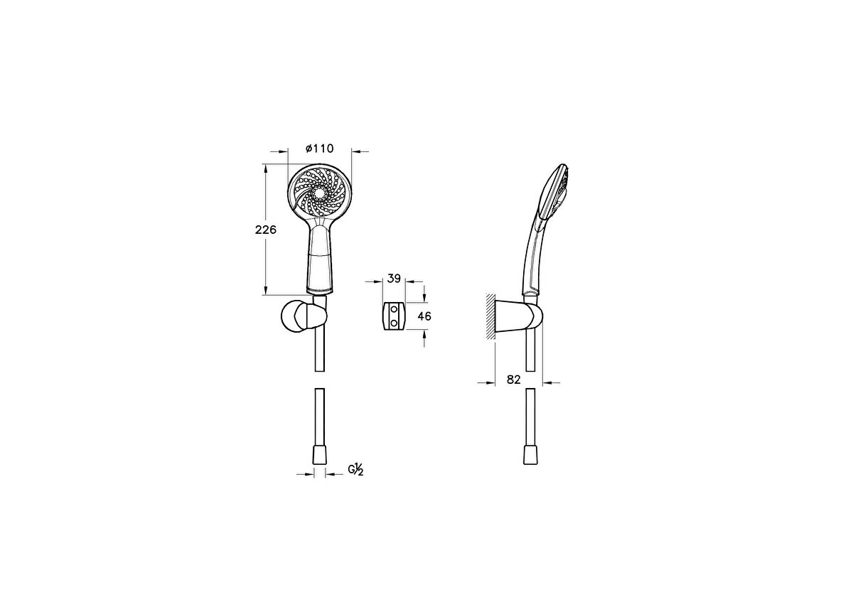 Vitra Samba 3F Handshower Without Slide Rail, Chrome