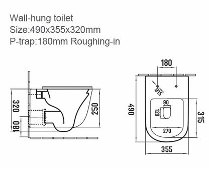 Scudo Riviera Wall Hung Toilet WC and Seat