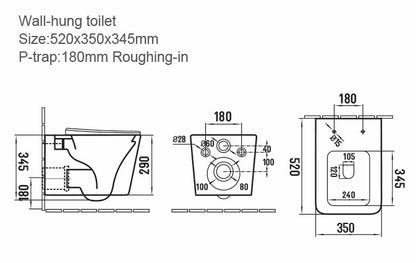 Scudo Riviera Wall Hung Toilet WC and Seat