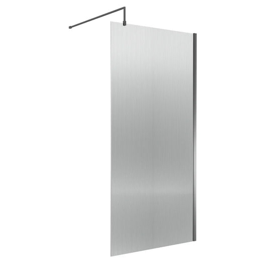 Nuie Fluted Wetroom Screen - Brushed Pewter