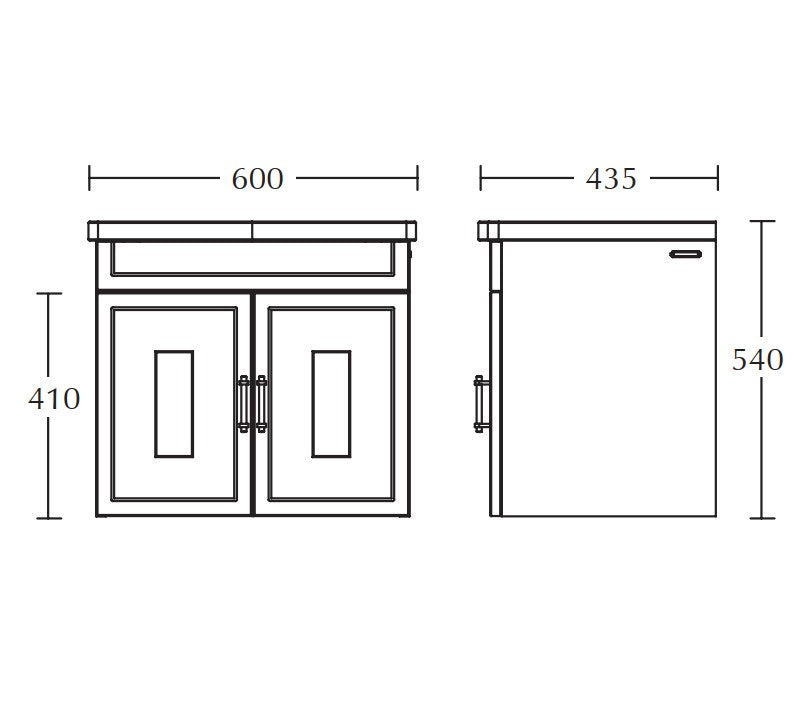 Imperial Fradley 540 x 600mm wall hung 2 door Basin Vanity