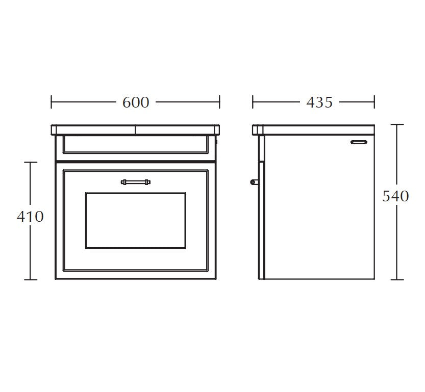 Imperial Fradley 540 x 600mm wall hung 1 drawer Basin vanity