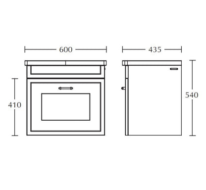 Imperial Fradley 540 x 600mm wall hung 1 drawer Basin vanity