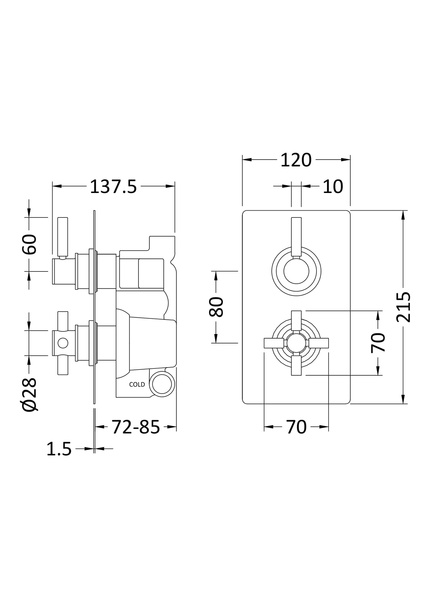 Hudson Reed TEC Lever Twin Shower Valve or Valve with Diverter