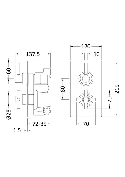 Hudson Reed TEC Lever Twin Shower Valve or Valve with Diverter