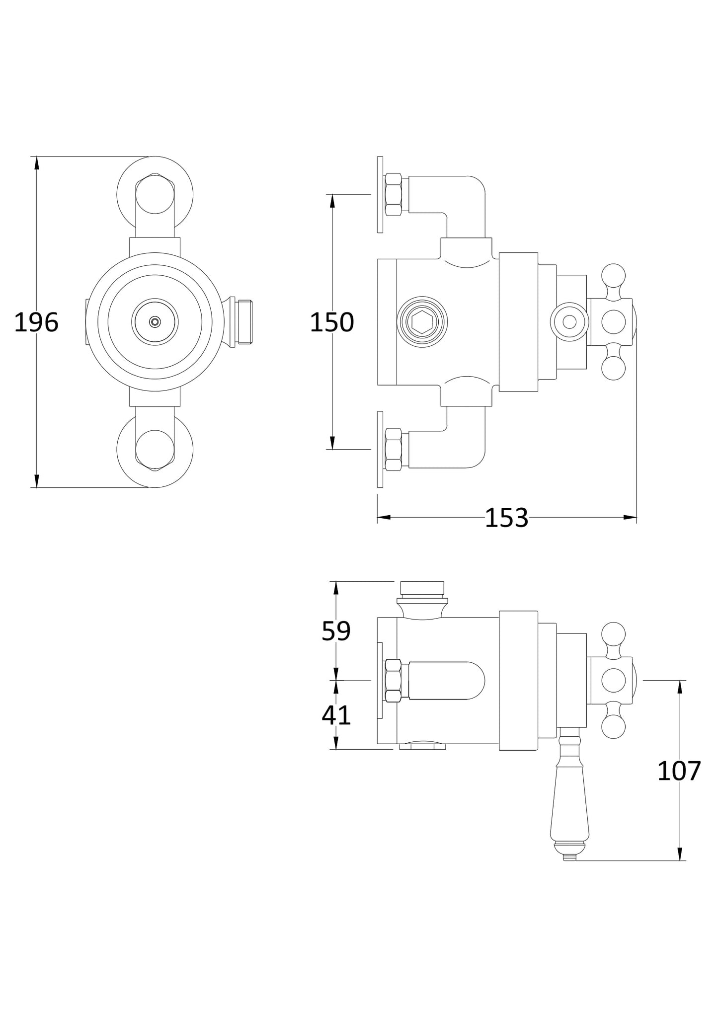 Nuie Victorian Traditional Dual Exposed Thermostatic Shower Valve