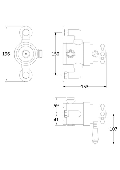 Nuie Victorian Traditional Dual Exposed Thermostatic Shower Valve