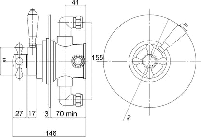 Nuie Victorian Traditional Dual Concealed Thermostatic Shower Valve