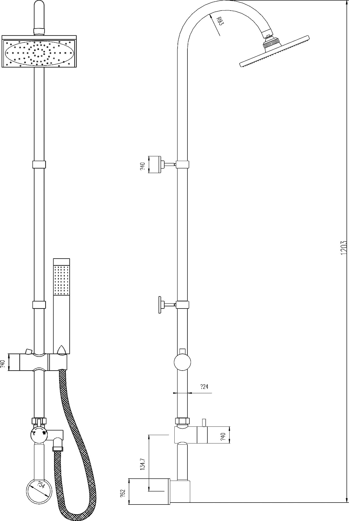 Hudson Reed Worth Shower Kit With concealed Outlet Elbow and Diverter