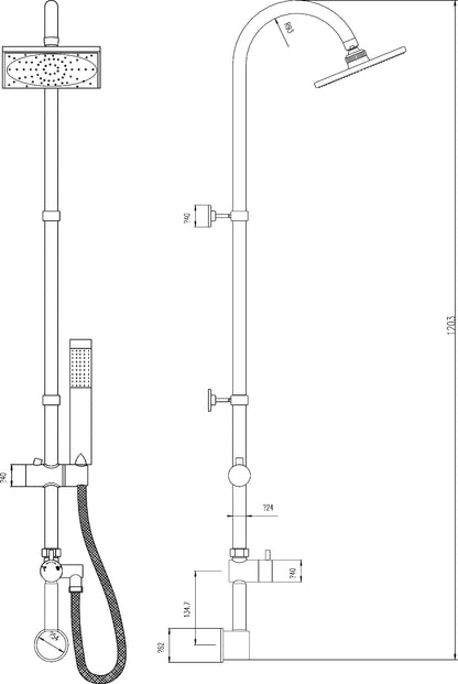 Hudson Reed Worth Shower Kit With concealed Outlet Elbow and Diverter