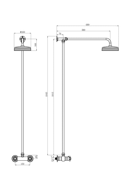 Hudson Reed Old London Traditional Thermostatic Shower Valve & Rigid Riser Kit