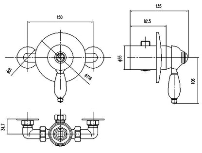 Nuie Edwardian Concealed/Exposed Manual Shower Valve