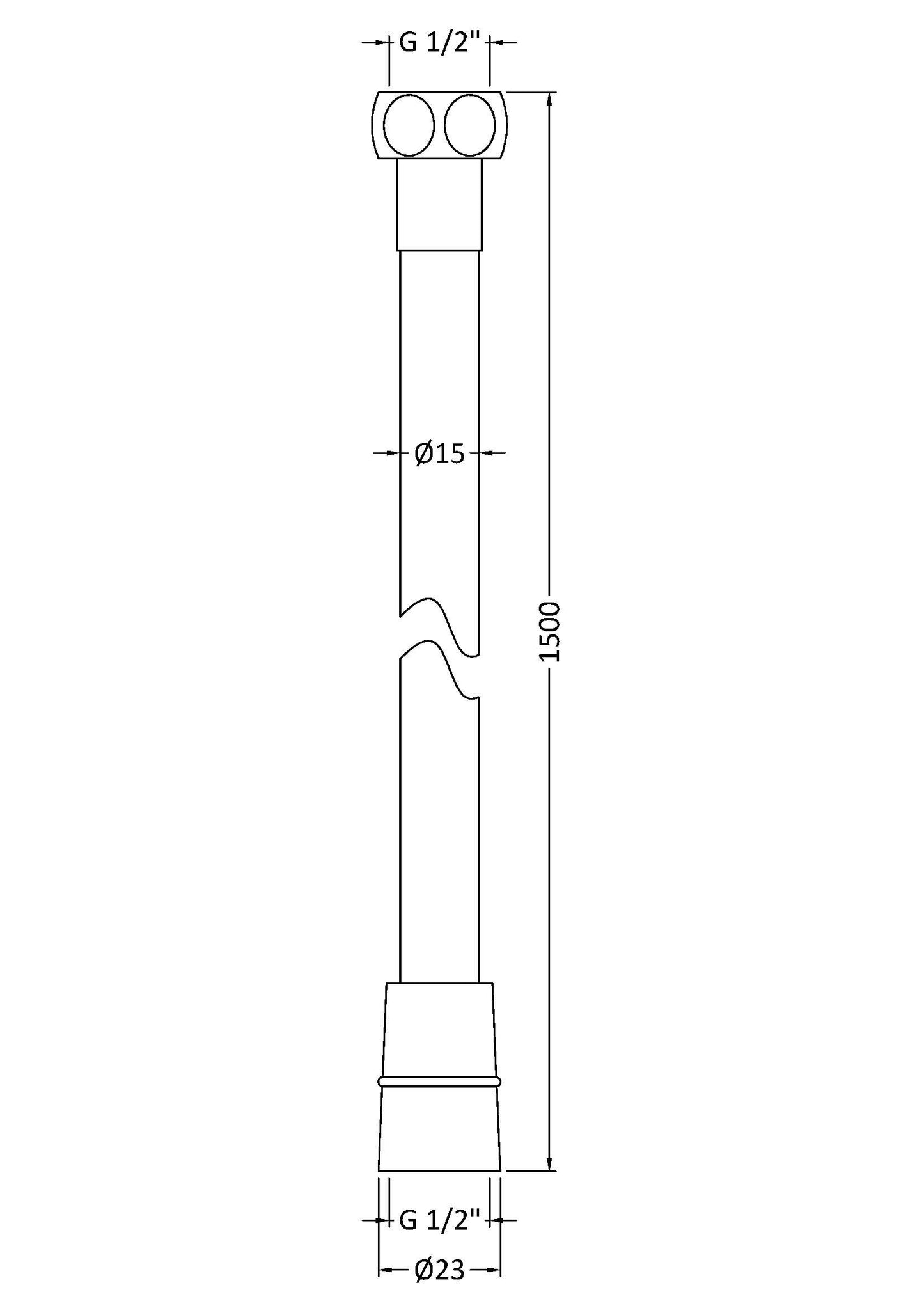 Hudson Reed Smooth Silver Flex - 1.5m