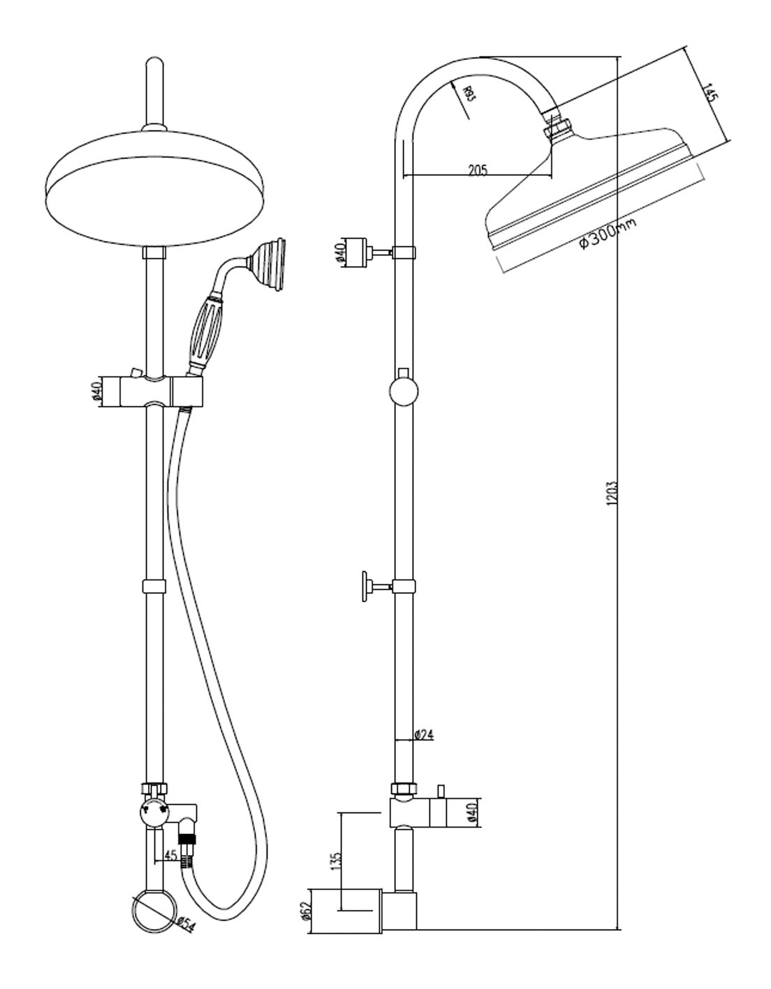 Nuie Rigid Riser Kit with concealed elbow