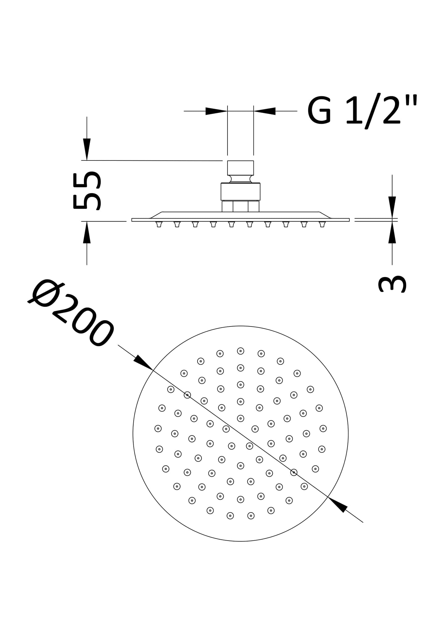 Nuie Arvan Round 200mm Shower Head and Arm