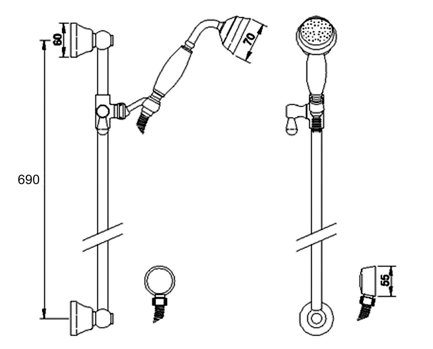 Hudson Reed Old London Traditional Slider Rail Kit