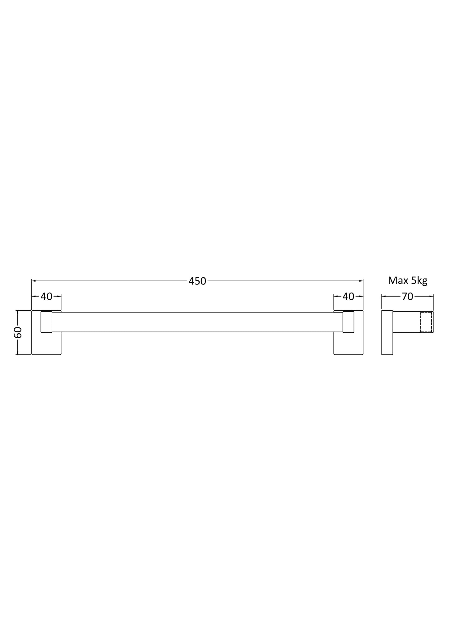 Hudson Reed Magnetic Towel Rail Holds up to 5kg weight