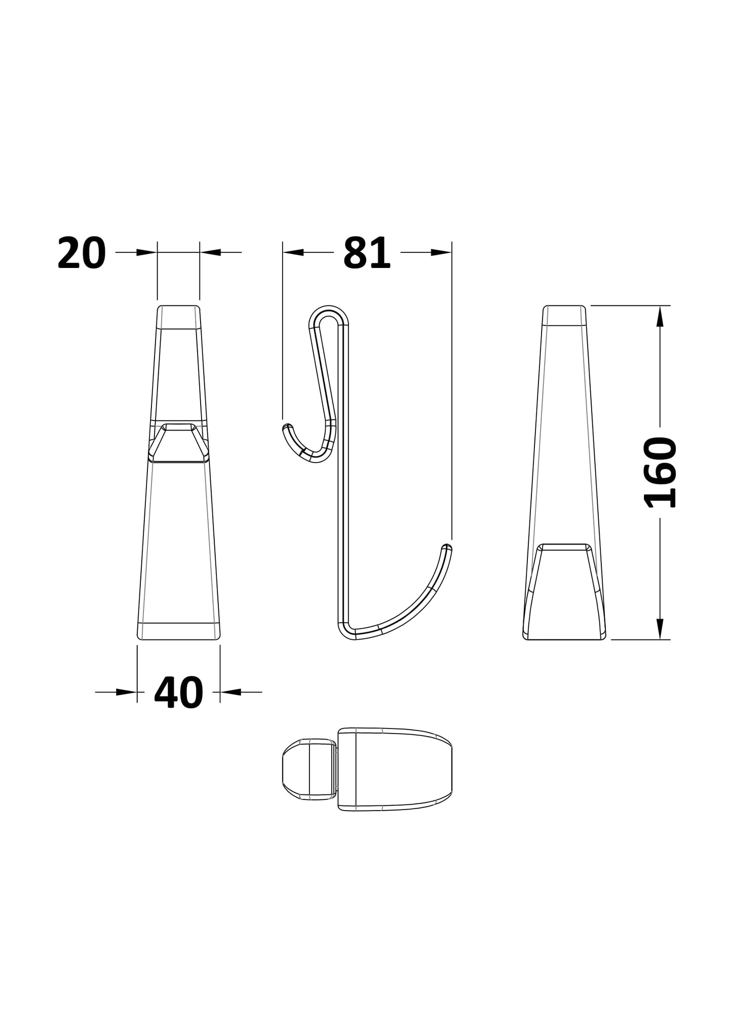 Hudson Reed Enclosure Hook For Frameless Enclosures