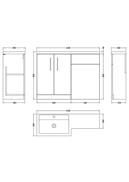 Nuie Arno 1100mm Left Hand Combination (L-Shape)