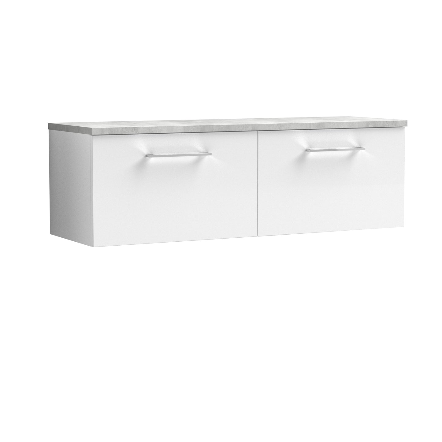 Nuie Arno 1200mm Wall Hung 2 Drawer Vanity & Double Basin/Worktop