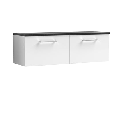 Nuie Arno 1200mm Wall Hung 2 Drawer Vanity & Double Basin/Worktop