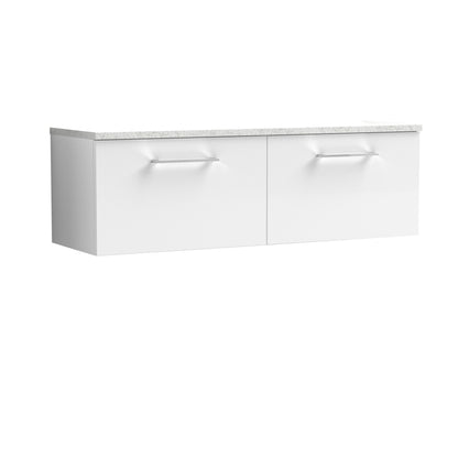 Nuie Arno 1200mm Wall Hung 2 Drawer Vanity & Double Basin/Worktop