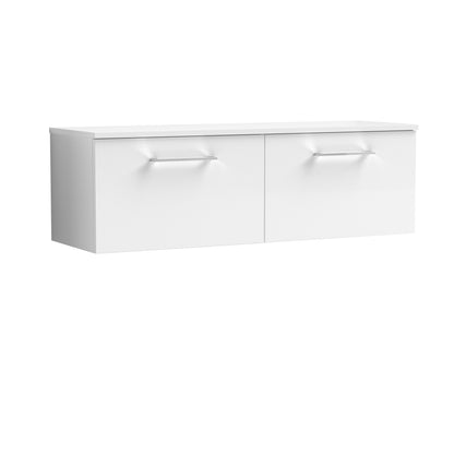 Nuie Arno 1200mm Wall Hung 2 Drawer Vanity & Double Basin/Worktop