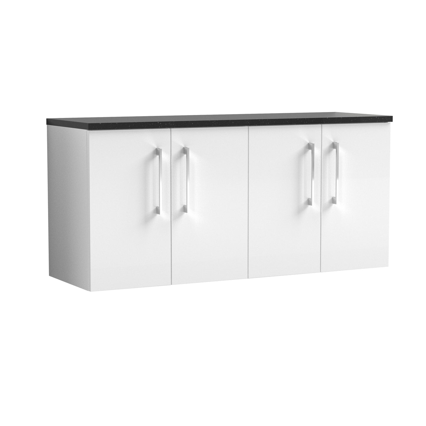 Nuie Arno 1200mm Wall Hung 4 Door Vanity & Double Basin/Worktop