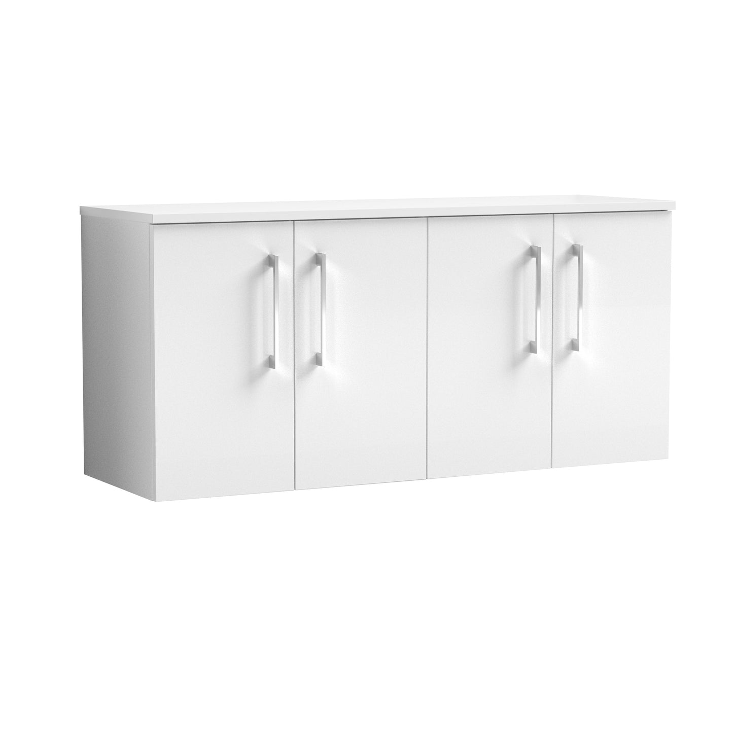 Nuie Arno 1200mm Wall Hung 4 Door Vanity & Double Basin/Worktop