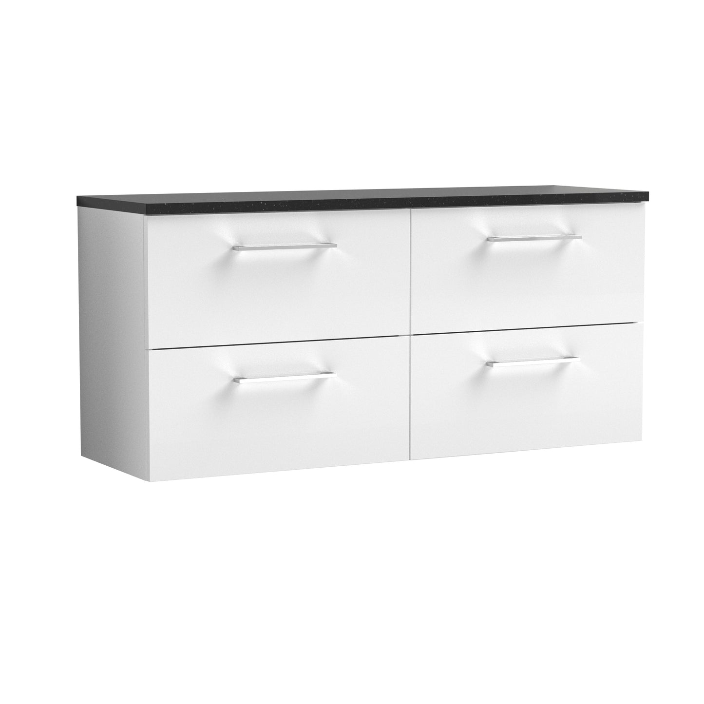 Nuie Arno 1200mm Wall Hung 4 Drawer Vanity & Double Basin/worktop