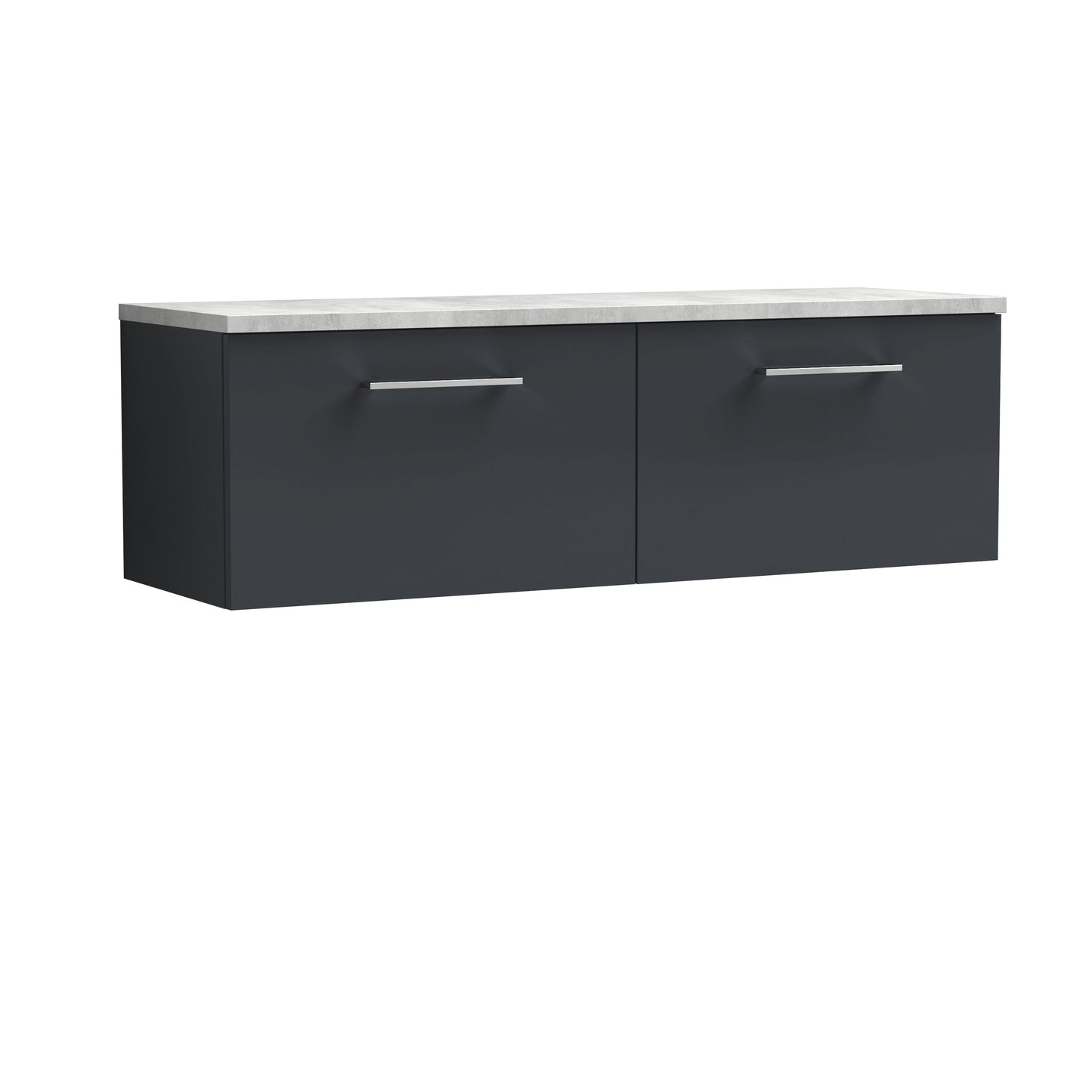 Nuie Arno 1200mm Wall Hung 2 Drawer Vanity & Double Basin/Worktop