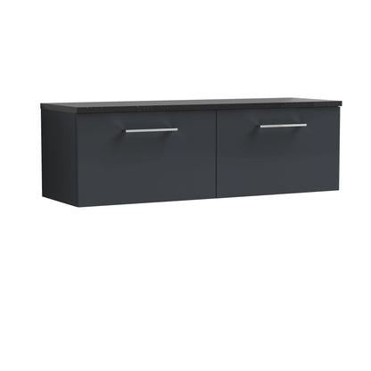 Nuie Arno 1200mm Wall Hung 2 Drawer Vanity & Double Basin/Worktop