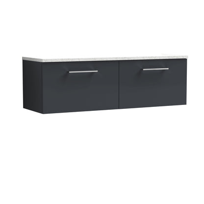 Nuie Arno 1200mm Wall Hung 2 Drawer Vanity & Double Basin/Worktop