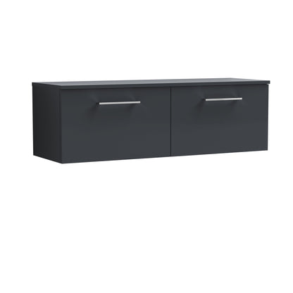 Nuie Arno 1200mm Wall Hung 2 Drawer Vanity & Double Basin/Worktop