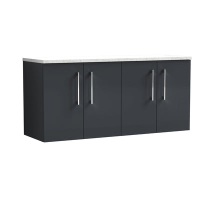 Nuie Arno 1200mm Wall Hung 4 Door Vanity & Double Basin/Worktop