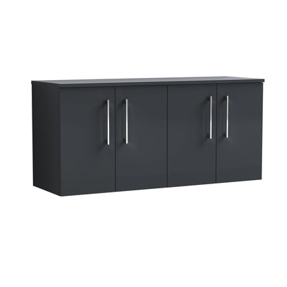 Nuie Arno 1200mm Wall Hung 4 Door Vanity & Double Basin/Worktop